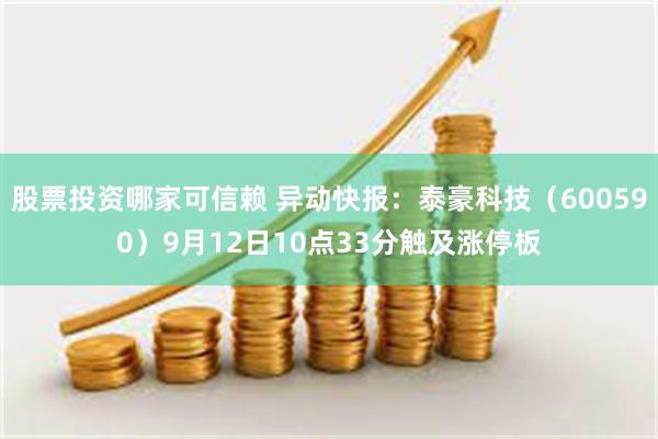 股票投资哪家可信赖 异动快报：泰豪科技（600590）9月12日10点33分触及涨停板