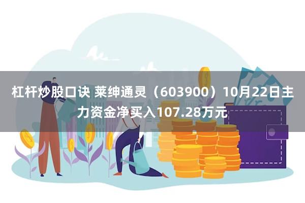 杠杆炒股口诀 莱绅通灵（603900）10月22日主力资金净买入107.28万元